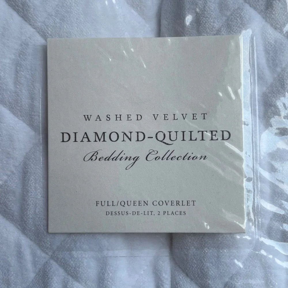 New with tags - Restoration Hardware RH Washed Velvet Diamond Coverlet & 2 Shams